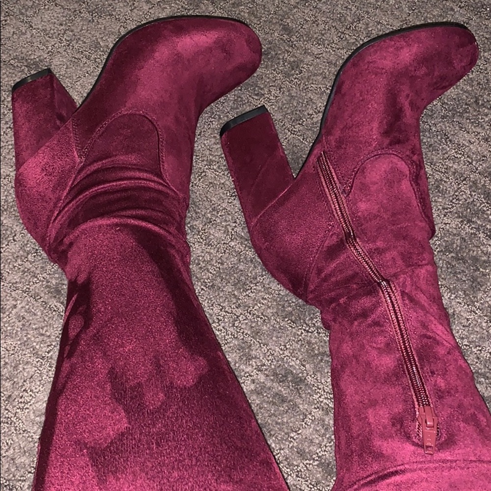 Skin tight thigh high boots